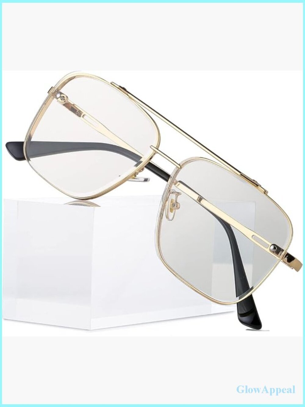 Oversized Square Aviator Sunglasses Metal Frame Tinted Lens Retro 70s